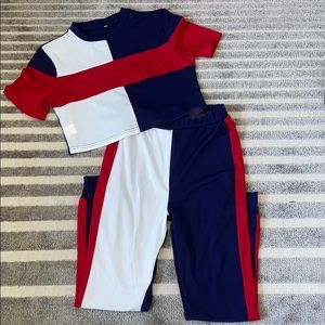 Cutest stretchy color block joggers set ever. ♥️